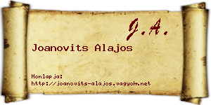Joanovits Alajos névjegykártya